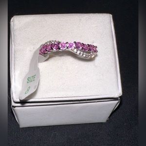 RPB2281 Ring: Lab Created Rose Corundum on .925 Solid Sterling Silver